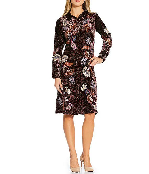 Johnny Was Gineva Leopard Velvet Shirt Dress JJs Designs & Boutique Johnny Was Gineva Leopard Velvet Shirt Dress JJs Designs & Boutique