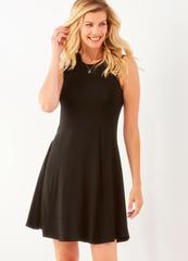 Black Sleeveless A-Line Knit Dress