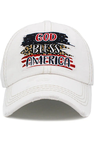 GOD BLESS AMERICA VINTAGE BASEBALL CAP - (2 colors)