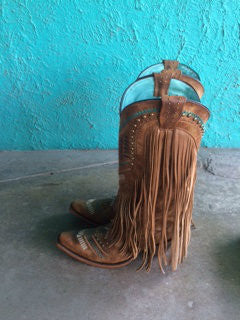 Corral Tan Multi Color Crystal and Fringe Boots C2910  (PM)