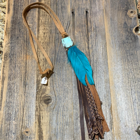 Leather Tassel w\Feather necklace