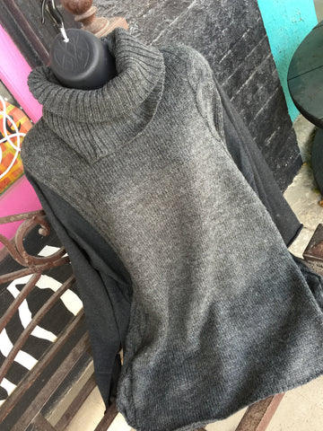 Charcoal Sweater with Removable Turtleneck