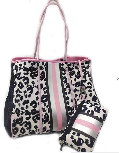 Pink Leopard Print Neoprene Tote