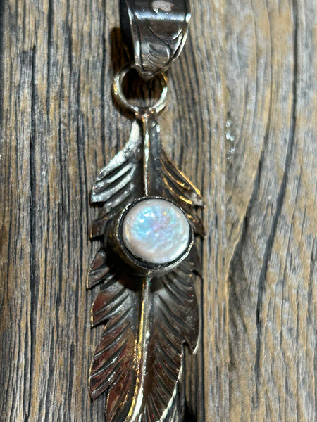 MOTHER OF PEARL FEATHER PENDANT