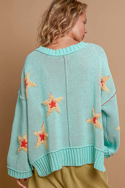 Oversized Mint V-Neck Sweater