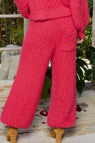 Coral Red Fluffy Lounger Pants