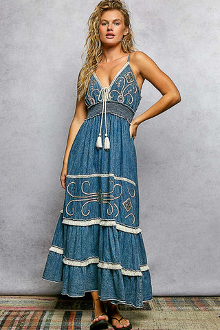 DENIM FLARED DRESS