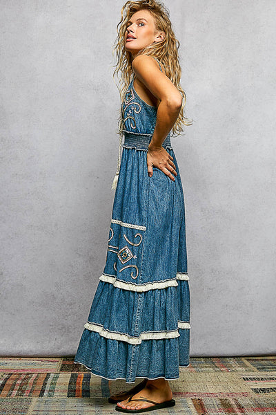 DENIM FLARED DRESS