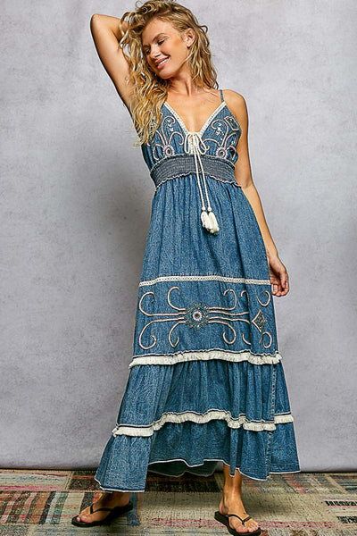 DENIM FLARED DRESS