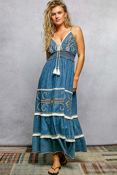 DENIM FLARED DRESS