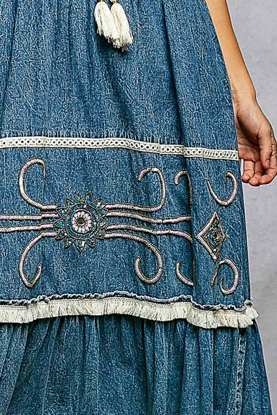 DENIM FLARED DRESS