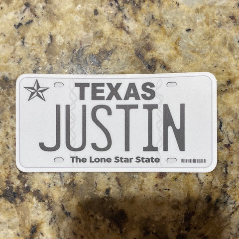 Justin License Plate Stickers