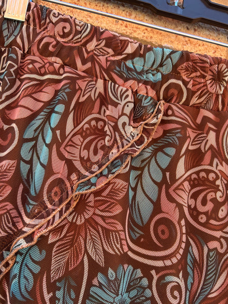BROWN FLORAL MAXI SKIRT