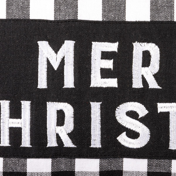 Merry Christmas Black Buffalo Check Pillow