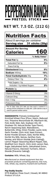 Peppercorn Ranch Seasoned Pretzels 7.5oz