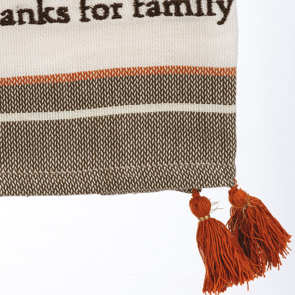 Give Thanks For Family Striped Kitchen Towel