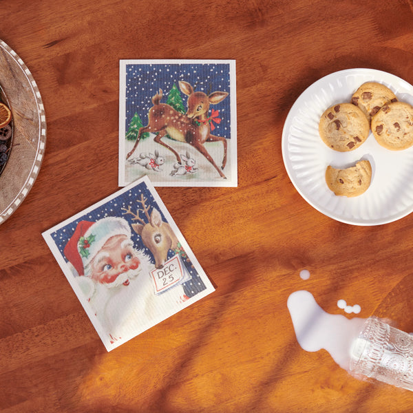 RETRO SANTA CLAUS SWEDISH DISHCLOTH SET