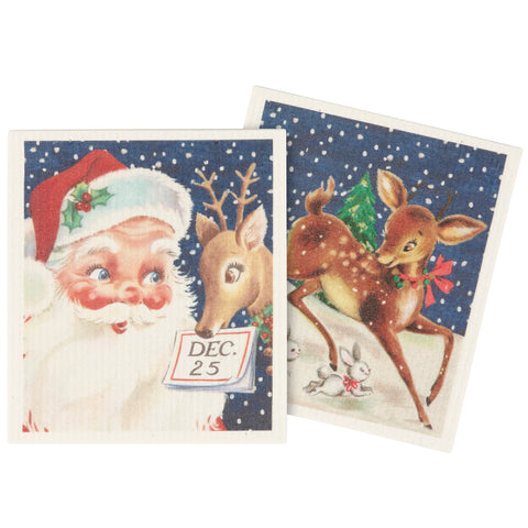 RETRO SANTA CLAUS SWEDISH DISHCLOTH SET