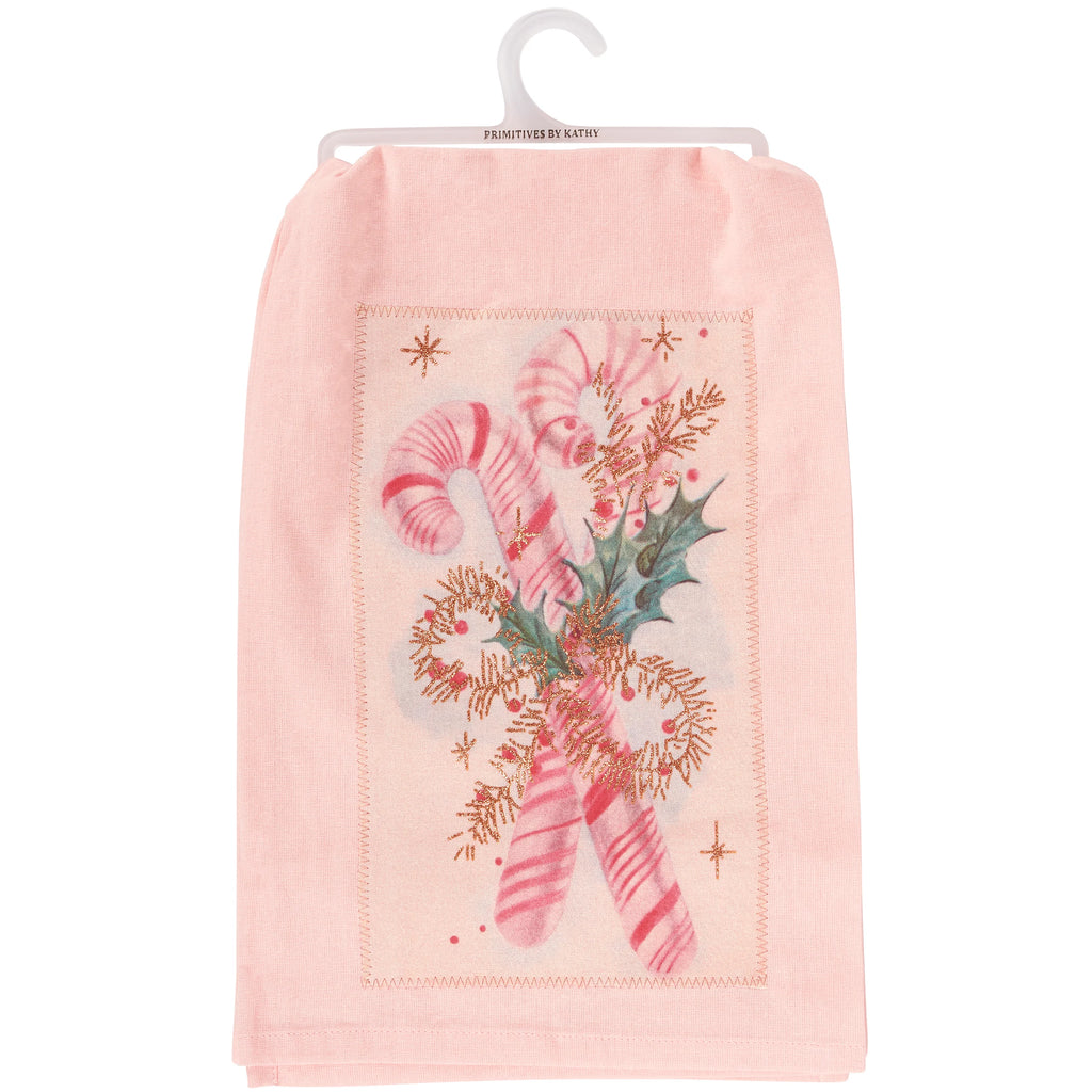 PASTEL CANDY CANES KITCHEN TOWEL