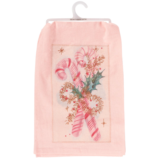 PASTEL CANDY CANES KITCHEN TOWEL