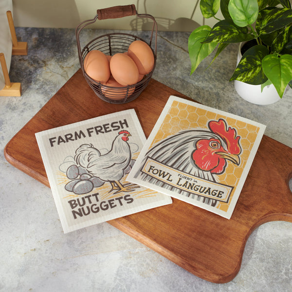 FOWL LANGUAGE SWEDISH DISHCLOTH SET