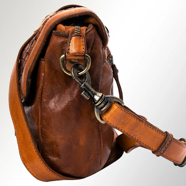 WOVEN LEATHER CROSSBODY
