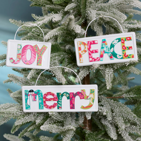 JOY MERRY PEACE ORNAMENT