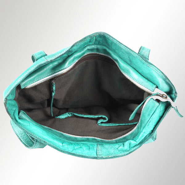 Turquoise Vintage Handmade Leather Tote