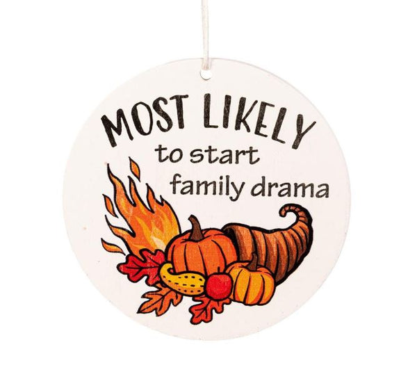 Fall Hanging Decor Wood "Most Likely to" Asst of 10
