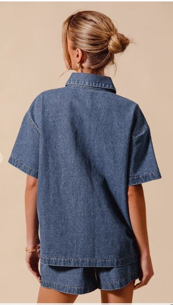 Denim Camp Shirt & Short Set