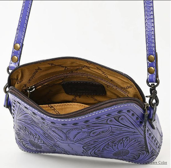 Tooled Leather Crossbody Handbag