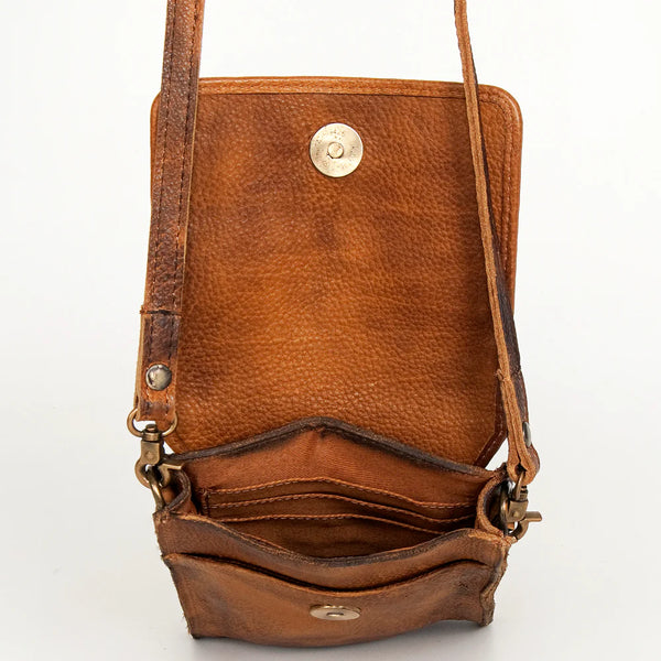 Tan Vintage Handmade Phone Crossbody