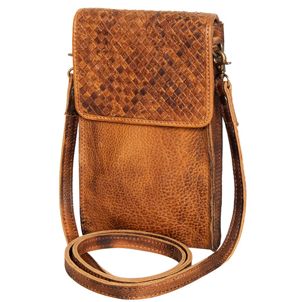 Tan Vintage Handmade Phone Crossbody