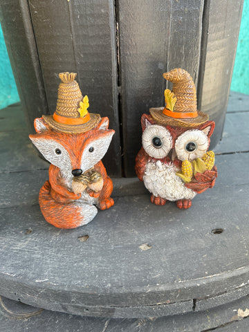 TABLE DECOR RESIN FOX/OWL 5"H