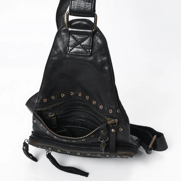 Black Vintage Handmade Leather Sling