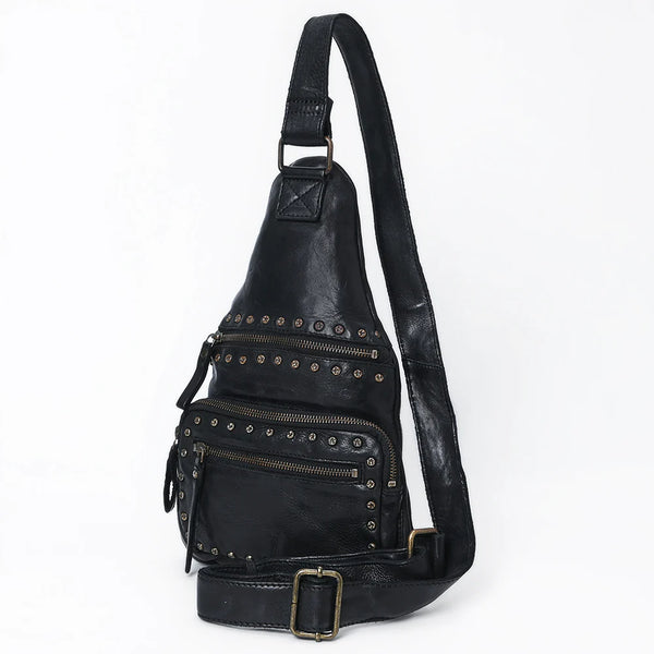Black Vintage Handmade Leather Sling
