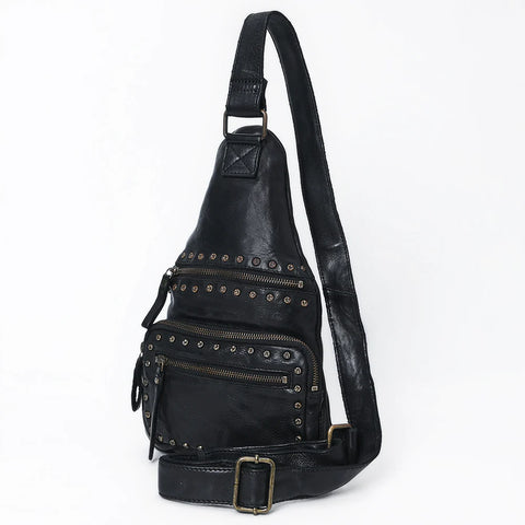 Black Vintage Handmade Leather Sling