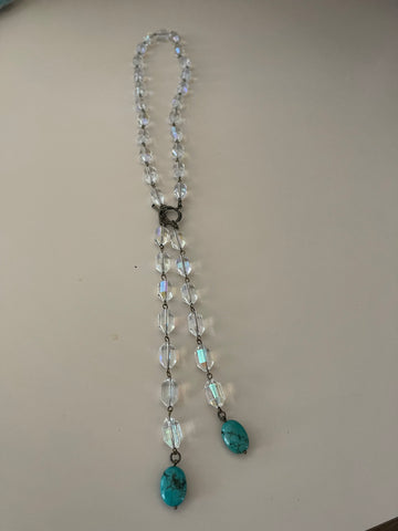 TURQUOISE AND CRYSTAL NECKLACE