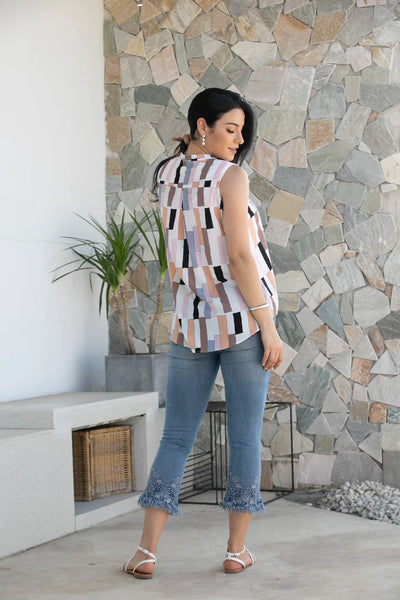 Geometric Top w/ Zipper