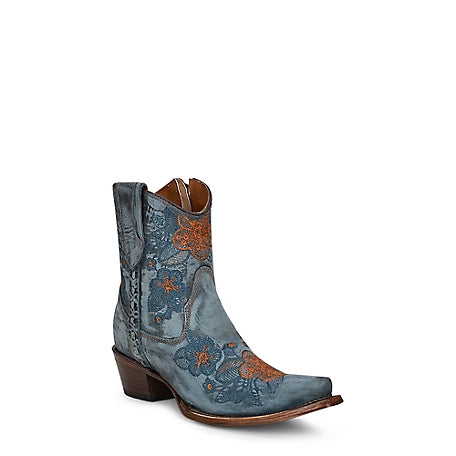 Circle G ~LD Blue Jean Floweered Embroidery Ankle Boot