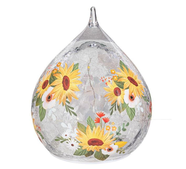 Harvest Blossom LED Table Decor Glass Teardrop Sunflowers