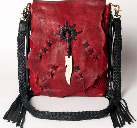 Red HandCrafted Western Leather Purse