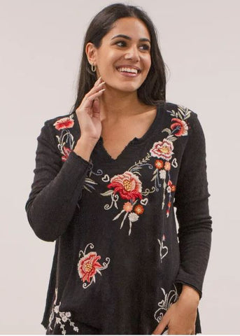 Black Mollie Embroidery Top