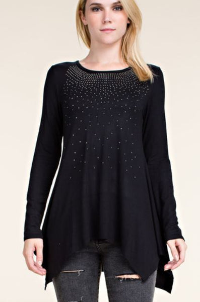 Black Long Sleeve Dazzle Top