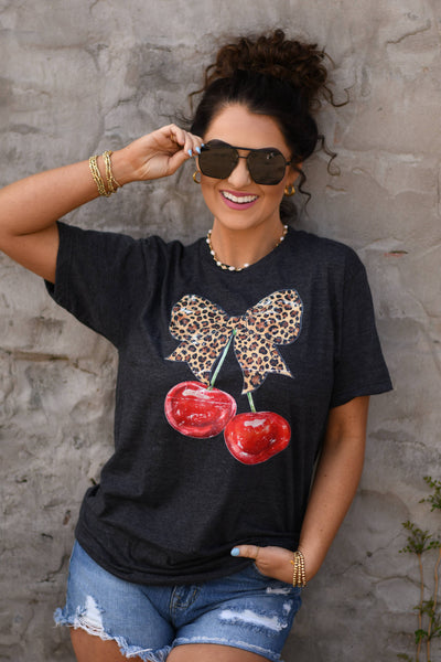 Leopard Bow Cherry Tee:
