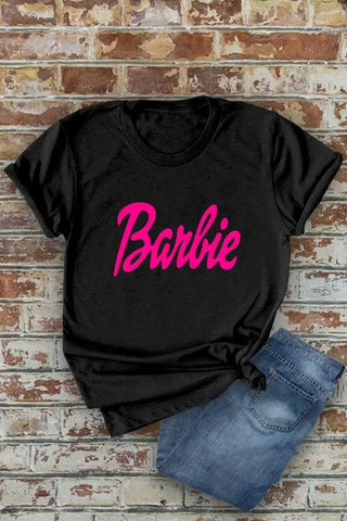 Barbie Round Neck Short Sleeve T-Shirt