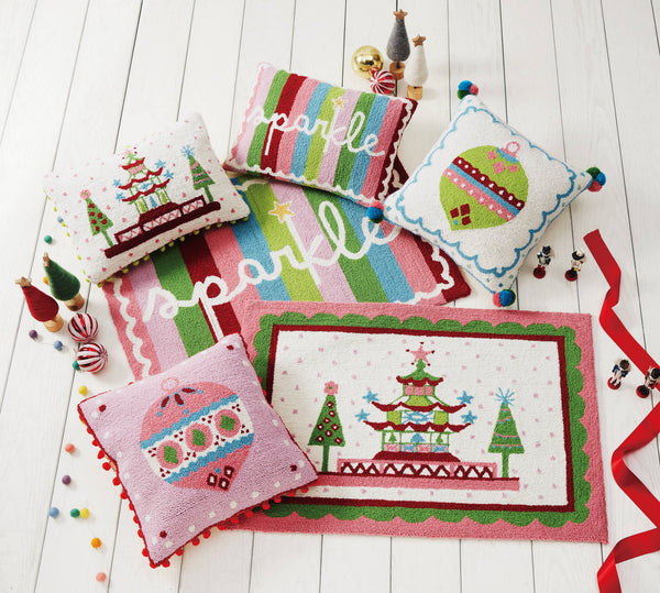 Peking Handicraft - Holiday Sparkle Hook Pillow