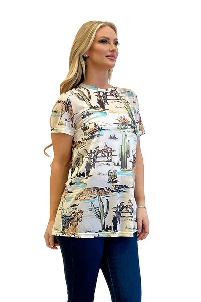 MESH WESTERN TOP- 2 COLORS