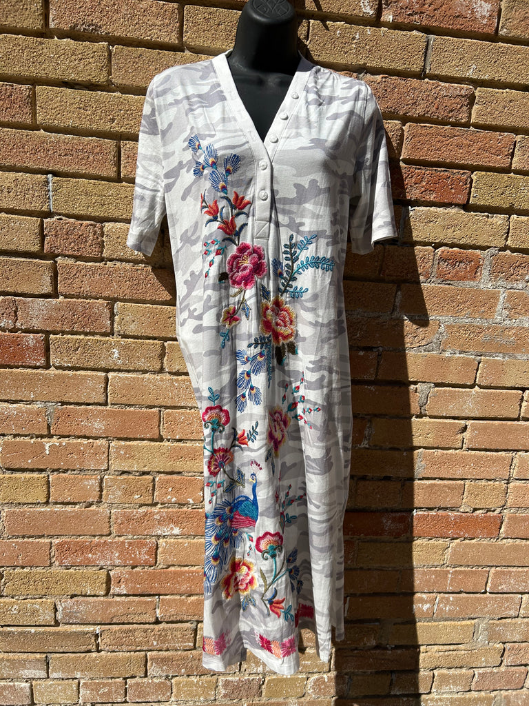 GERDINE CAMO MIDI DRESS