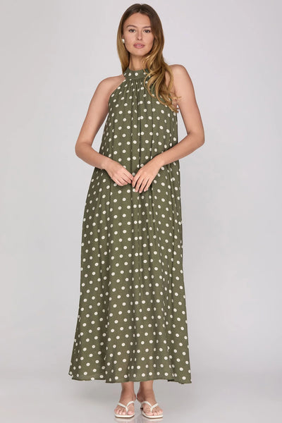 Olive Sleeveless Maxi Dress